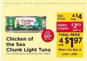 ShopRite Chicken Of The Sea Chunk Light Tuna offer
