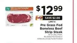 ShopRite Pre Grass Fed Boneless Beef Strip Steak offer
