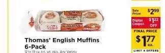 ShopRite Thomas' English Muffins 6-Pack offer