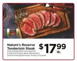 ShopRite Nature's Reserve Tenderloin Steak offer