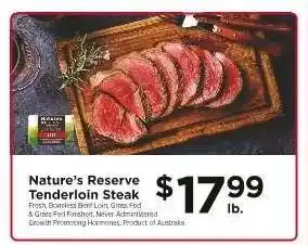ShopRite Nature's Reserve Tenderloin Steak offer