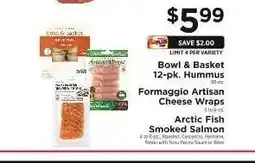 ShopRite Bowl & Basket 12-pk. Hummus, Formaggio Artisan Cheese Wraps, Arctic Fish Smoked Salmon offer