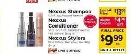 ShopRite Nexxus Shampoo, Conditioner, or Stylers offer