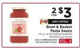 ShopRite Bowl & Basket Pasta Sauce offer