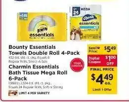 ShopRite Charmin Essentials Bath Tissue Mega Roll 6-Pack offer