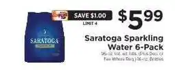 ShopRite Saratoga Sparkling Water 6-Pack offer