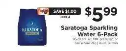 ShopRite Saratoga Sparkling Water 6-Pack offer