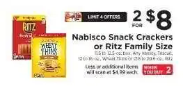 ShopRite Nabisco Snack Crackers or Ritz Family Size offer