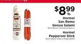 ShopRite Hormel San Remo Genoa Salami or Hormel Pepperoni Stick offer