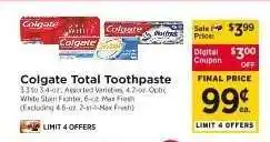 ShopRite Colgate Total Toothpaste offer