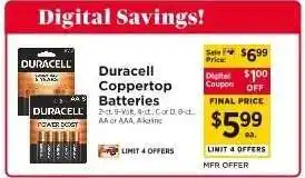 ShopRite Duracell Coppertop Batteries offer