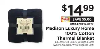 ShopRite Madison Luxury Home 100% Cotton Thermal Blanket offer