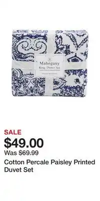 TJ Maxx Cotton Percale Paisley Printed Duvet Set offer