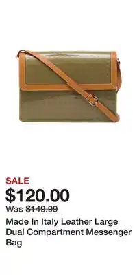 TJ Maxx Made In Italy Leather Large Dual Compartment Messenger Bag offer