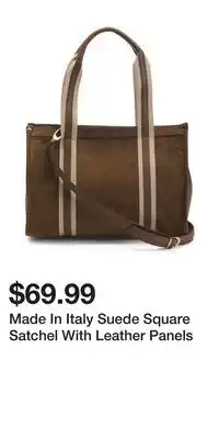 TJ Maxx Made In Italy Suede Square Satchel With Leather Panels offer
