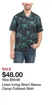 TJ Maxx Linen Irving Short Sleeve Camp Collared Shirt offer