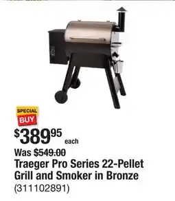 The Home Depot Traeger Pro Series 22-Pellet Grill and Smoker in Bronze offer