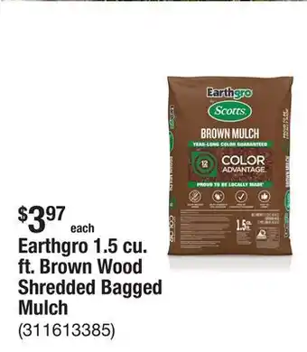 The Home Depot Earthgro 1.5 cu. ft. Brown Wood Shredded Bagged Mulch offer
