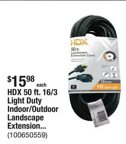 The Home Depot HDX 50 ft. 16/3 Light Duty Indoor/Outdoor Landscape Extension Cord, Green offer