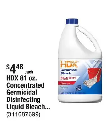 The Home Depot HDX 81 oz. Concentrated Germicidal Disinfecting Liquid Bleach Cleaner offer