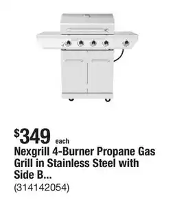 The Home Depot Nexgrill 4-Burner Propane Gas Grill in Stainless Steel with Side Burner offer