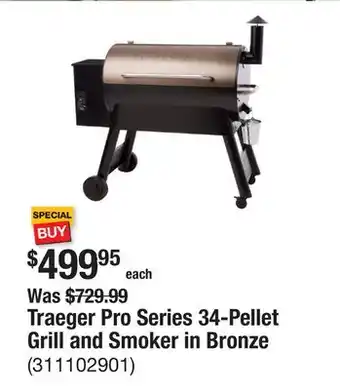 The Home Depot Traeger Pro Series 34-Pellet Grill and Smoker in Bronze offer