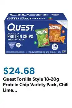 Sam's Club Quest Tortilla Style 18-20g Protein Chip Variety Pack, Chili Lime and Nacho Cheese 14 ct offer