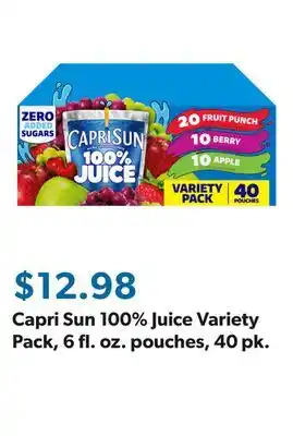 Sam's Club Capri Sun 100% Juice Variety Pack, 6 fl. oz. pouches, 40 pk offer