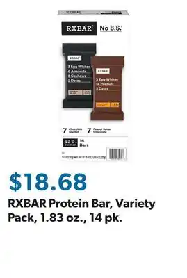 Sam's Club RXBAR Protein Bar, Variety Pack, 1.83 oz., 14 pk offer