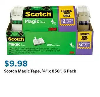 Sam's Club Scotch Magic Tape, ¾ x 850, 6 Pack offer