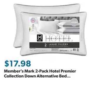 Sam's Club Member's Mark 2-Pack Hotel Premier Collection Down Alternative Bed Pillows, Assorted Sizes offer