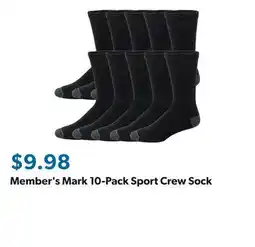 Sam's Club Member's Mark 10-Pack Sport Crew Sock offer