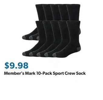Sam's Club Member's Mark 10-Pack Sport Crew Sock offer