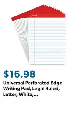Sam's Club Universal Perforated Edge Writing Pad, Legal Ruled, Letter, White, 50-Sheet Pads, 12ct offer