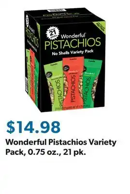 Sam's Club Wonderful Pistachios Variety Pack, 0.75 oz., 21 pk offer