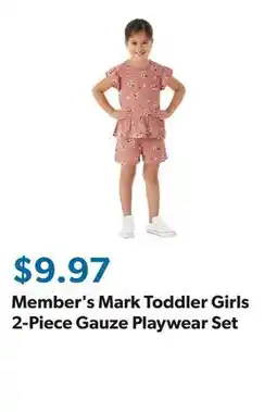 Sam's Club Member's Mark Toddler Girls 2-Piece Gauze Playwear Set offer