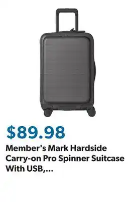 Sam's Club Member's Mark Hardside Carry-on Pro Spinner Suitcase With USB, Choose Color offer