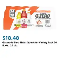 Sam's Club Gatorade Zero Thirst Quencher Variety Pack 20 fl. oz., 24 pk offer