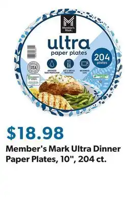Sam's Club Member's Mark Ultra Dinner Paper Plates, 10, 204 ct offer