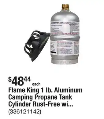 The Home Depot Flame King 1 lb. Aluminum Camping Propane Tank Cylinder Rust-Free with Premium OPD Valve offer