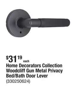 The Home Depot Home Decorators Collection Woodcliff Gun Metal Privacy Bed/Bath Door Lever offer