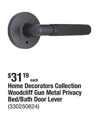 The Home Depot Home Decorators Collection Woodcliff Gun Metal Privacy Bed/Bath Door Lever offer