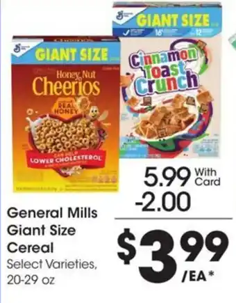 Kroger General Mills Giant Size Cereal offer