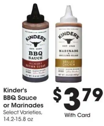 Kroger Kinder's BBQ Sauce or Marinades offer