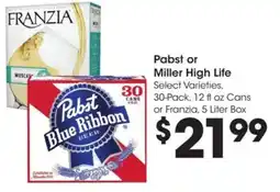 Kroger Pabst or Miller High Life offer