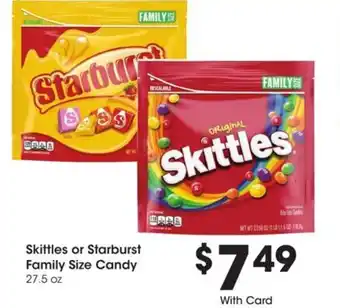 Kroger Skittles or Starburst Family Size Candy offer