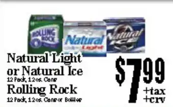 Baja Ranch Natural Light or Natural Ice, Rolling Rock offer