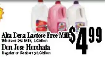 Baja Ranch Alta Dena Lactose Free Milk, Don Jose Horchata offer