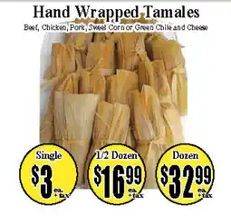 Baja Ranch Hand Wrapped Tamales offer