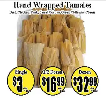 Baja Ranch Hand Wrapped Tamales offer